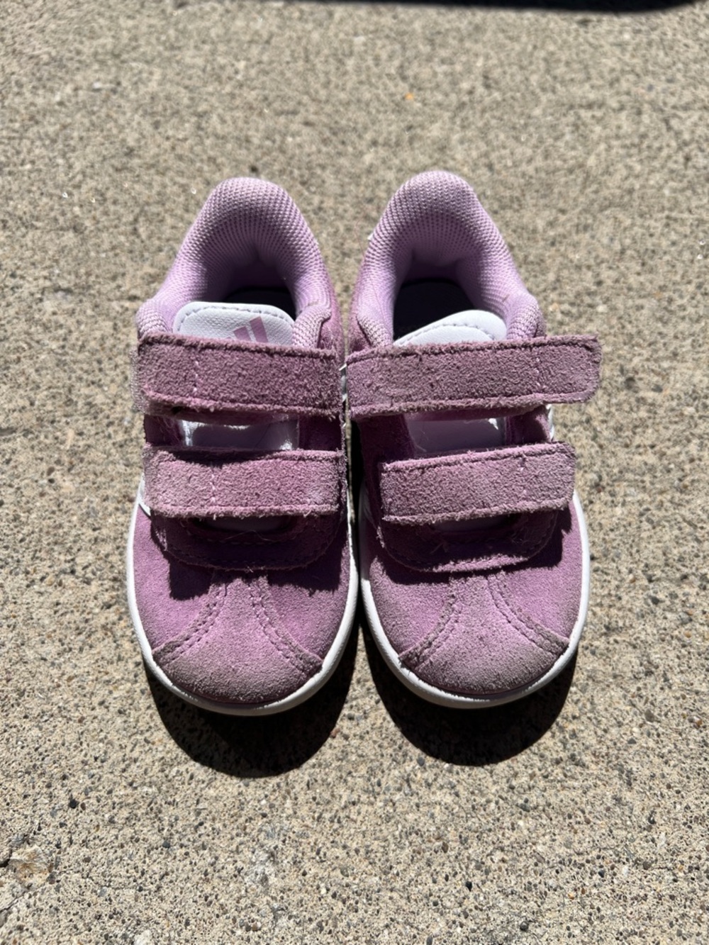 adidas Kids Suede Velcro Sneakers in Mauve Pink